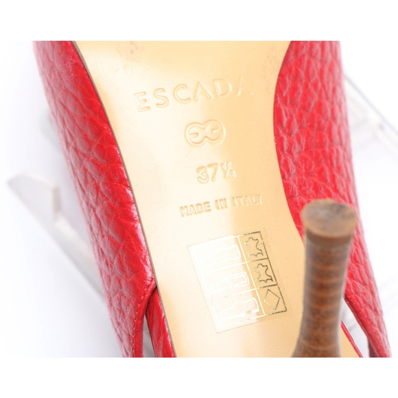 Red Escada Leather Slingback Heels Size 7.5 - Picture 5 of 7